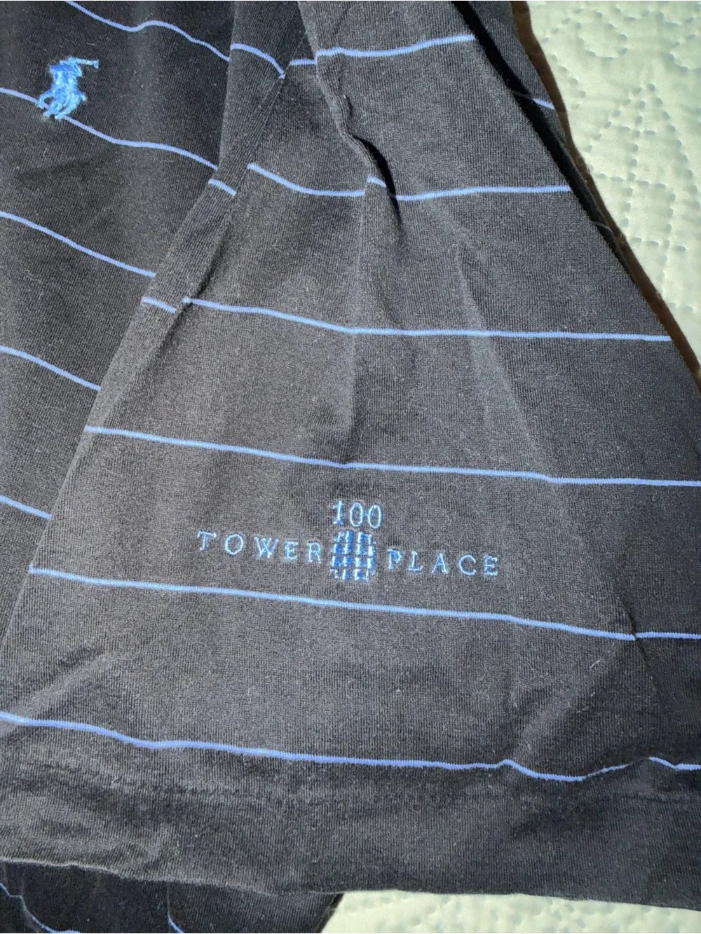 Ralph Lauren Black Polo with Thin Blue Stripes